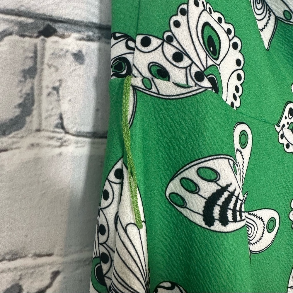 Unique Vintage Smak Parlour Butterfly Halter Flare Jumpsuit Green Medium 6/8 70s - Picture 8 of 13